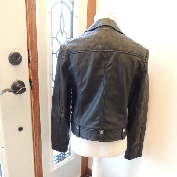 Express Faux Leather Quilted Moto Jacket NWT – Star Stitching – Black – Size L - Picture 5 of 8